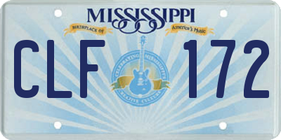MS license plate CLF172