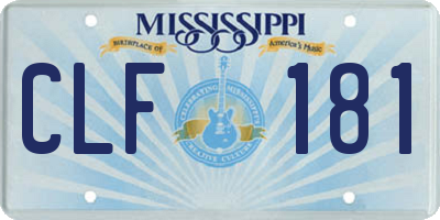 MS license plate CLF181