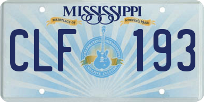 MS license plate CLF193
