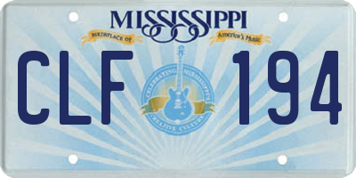 MS license plate CLF194