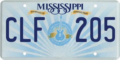 MS license plate CLF205