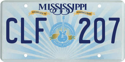 MS license plate CLF207