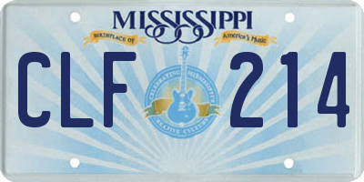 MS license plate CLF214