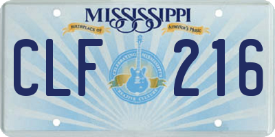 MS license plate CLF216