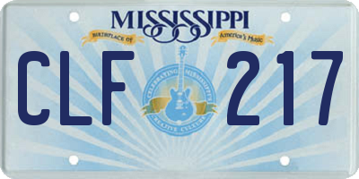 MS license plate CLF217