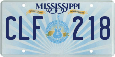 MS license plate CLF218