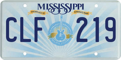 MS license plate CLF219