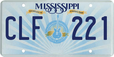 MS license plate CLF221