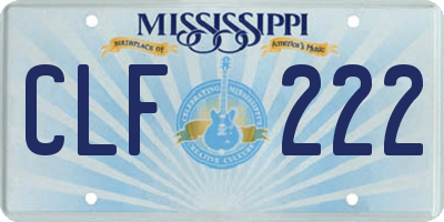 MS license plate CLF222