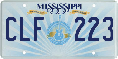MS license plate CLF223