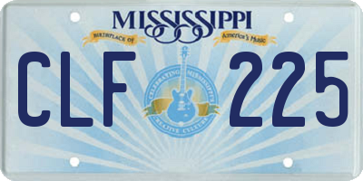 MS license plate CLF225