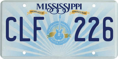 MS license plate CLF226