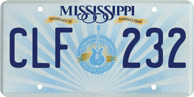 MS license plate CLF232