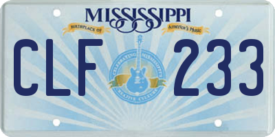 MS license plate CLF233