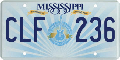MS license plate CLF236