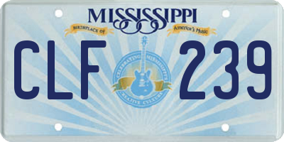 MS license plate CLF239
