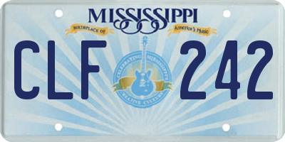 MS license plate CLF242