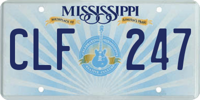 MS license plate CLF247