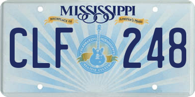 MS license plate CLF248