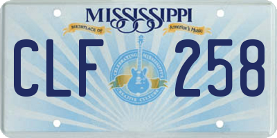 MS license plate CLF258