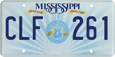 MS license plate CLF261