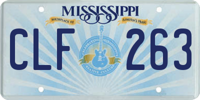 MS license plate CLF263