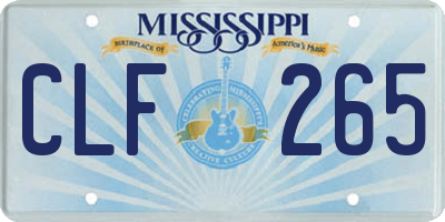MS license plate CLF265