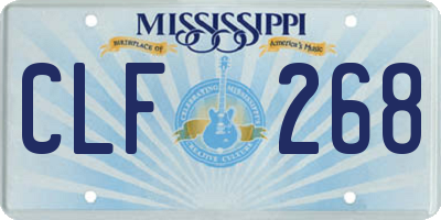 MS license plate CLF268