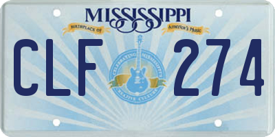 MS license plate CLF274