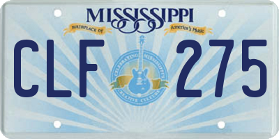 MS license plate CLF275