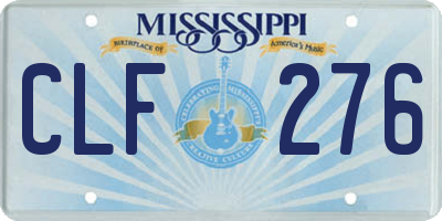 MS license plate CLF276
