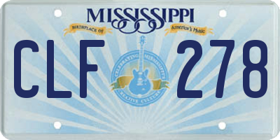 MS license plate CLF278