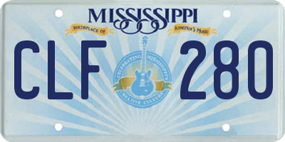 MS license plate CLF280