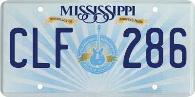 MS license plate CLF286