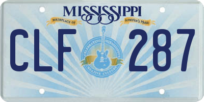 MS license plate CLF287