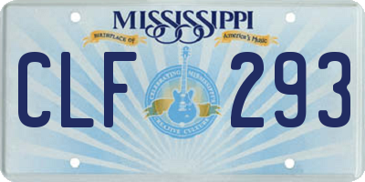 MS license plate CLF293
