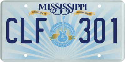 MS license plate CLF301