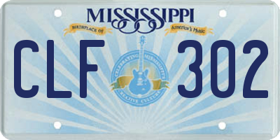 MS license plate CLF302
