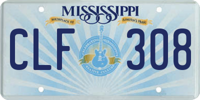 MS license plate CLF308