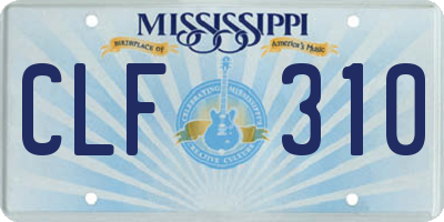 MS license plate CLF310