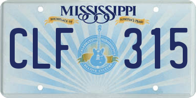 MS license plate CLF315