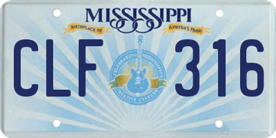 MS license plate CLF316