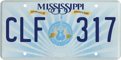 MS license plate CLF317