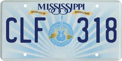 MS license plate CLF318