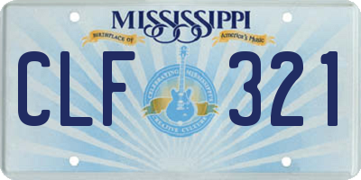 MS license plate CLF321