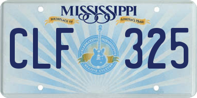 MS license plate CLF325
