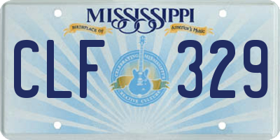MS license plate CLF329