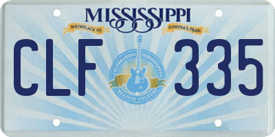 MS license plate CLF335
