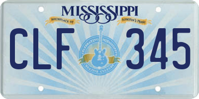 MS license plate CLF345