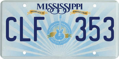 MS license plate CLF353